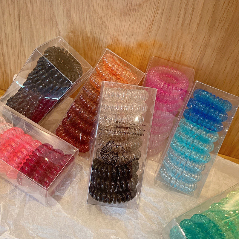 9 box-packed light-changing phone coils, cross-border European and American TPU phone coils, simple and elegant, small size, hair tied up, transparent hair details Picture