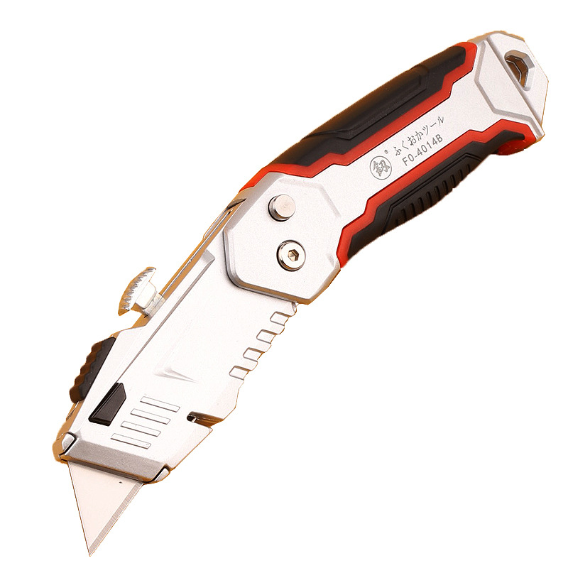 Fukuoka Tools Folding Utility Knife FO-4014B, multi-purpose trapezoidal knife, electrician knife, manual wallpaper knife, manual cutting Item Picture