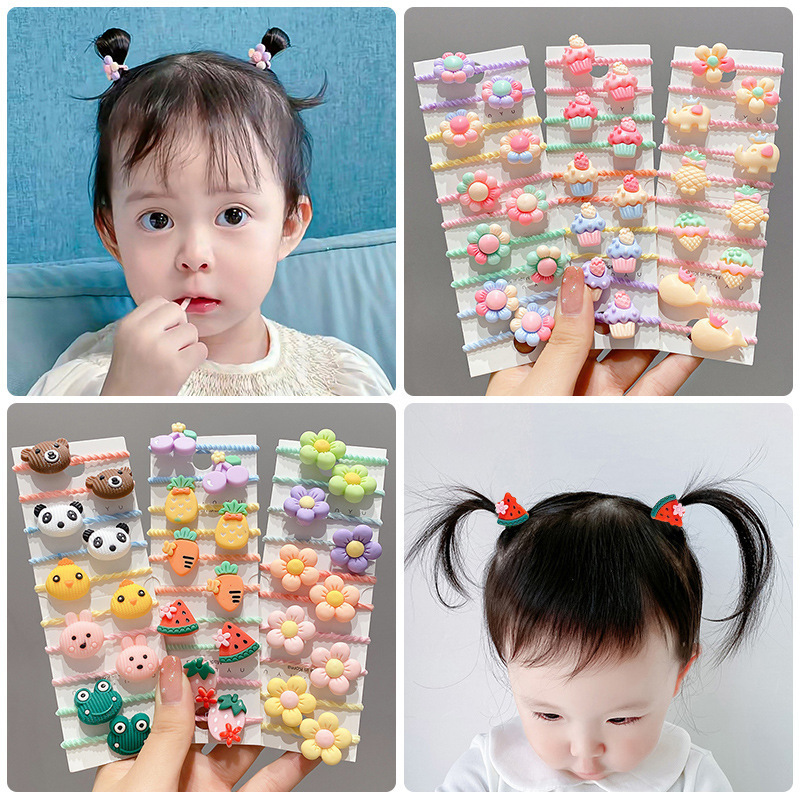 Baby thumb hair band, children's rubber band, cute girls' hair accessory, hair tie rubber band, no hair damage, good elasticity, hair tie full figure