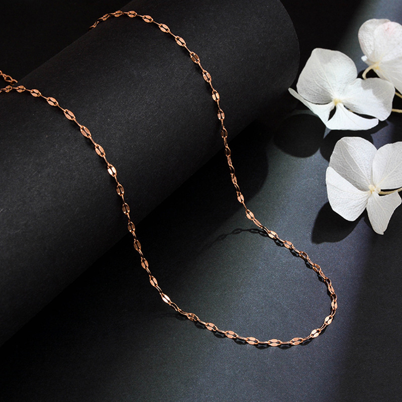 Titanium steel pearl chain for women, 18k gold-plated bare chain, simple and versatile, niche collarbone chain, O-shaped chain for lips wholesale details Picture