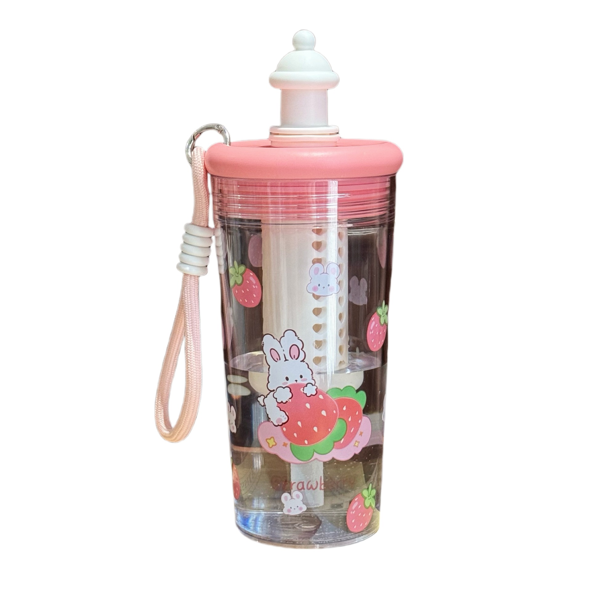 The new cute tritan water cup with a filter and straw is a portable cartoon student plastic cup with a high appearance level Item Picture