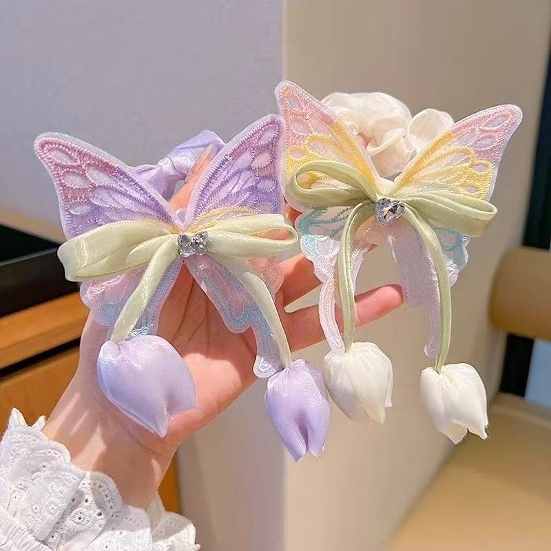 The new children's super fairy tulip butterfly hairpin, the back of the head ponytail clip, the girl princess hair accessory, is very stylish details Picture