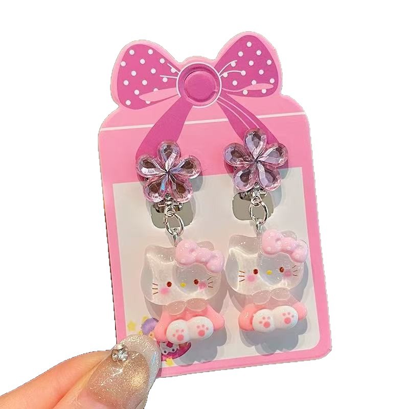 Cute and sweet children's ear clips 2025 New style cartoon earrings for little girls without ear holes, super fairy-like earrings jewelry for girls Item Picture