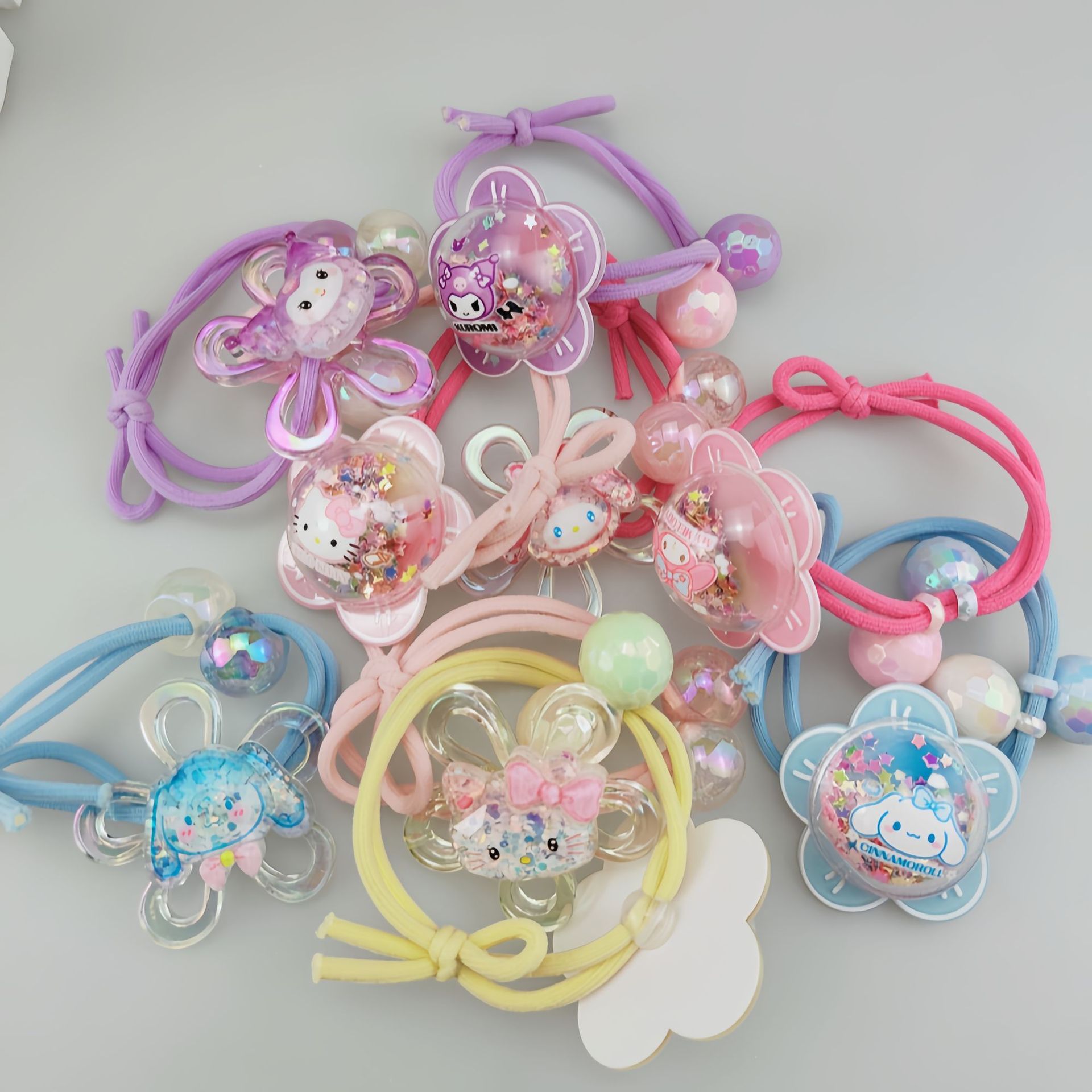 The 2024 new Sanrio sweet hair band, high ponytail leather band, girls' hair band, Kuromi Hair, a popular children's hair band Specification drawing