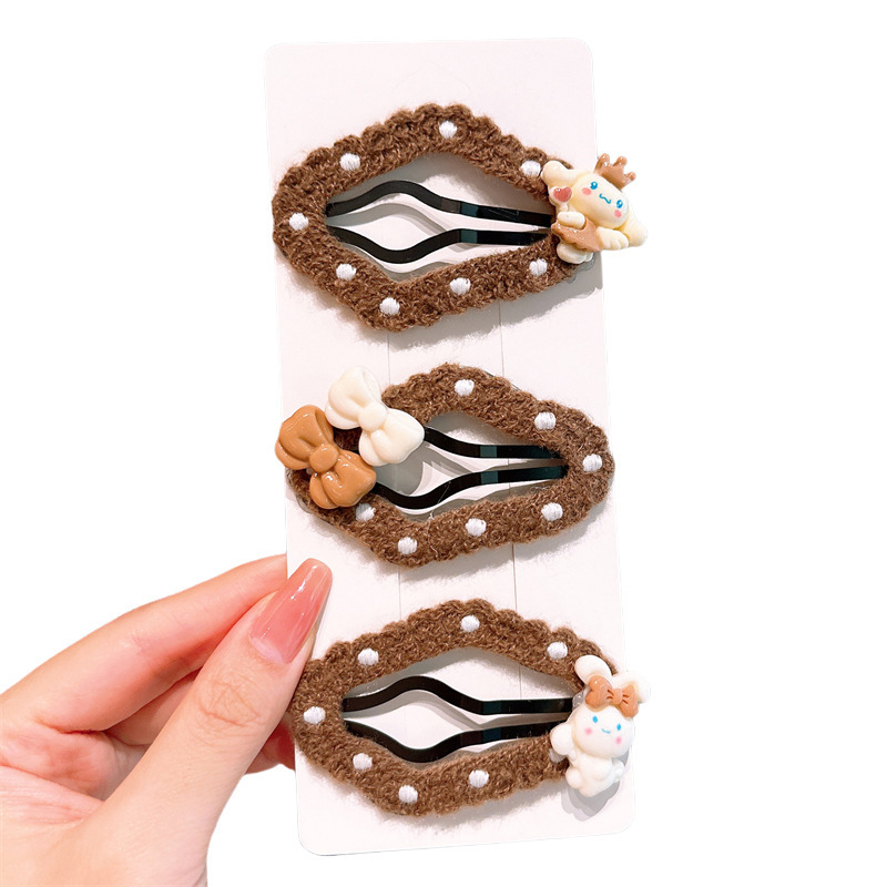 Five-pointed star brown cloud hollowed-out children's hairpin, Korean version side bangs hairpin, girls' non-damaging bb hairpin headwear Item Picture