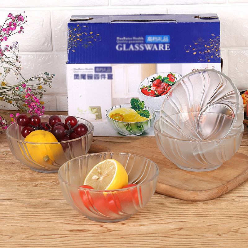 Six-piece phoenix tail bowl set, glass bowl gift set, gift box, four-piece crystal salad bowl set, opening QR code scanning event Specification drawing