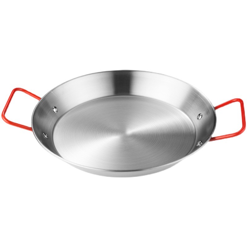 paella Spanish paella pan, frying pan, double-ear flat pan, stainless steel Korean fried chicken plate, salad pasta plate Item Picture