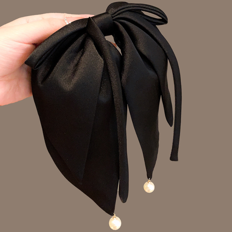 Luoyan Mermaid ~ Big Bow Hairpin for Women 2023 New Black ribbon top clip, horizontal clip on the back of the head Specification drawing