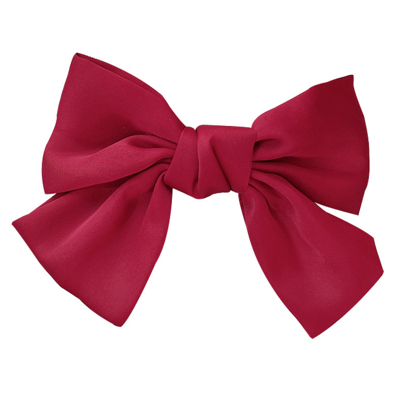 Korean version silk satin red large butterfly hair clip, student-style spring clip, Japanese-style cute back head hair accessory Item Picture