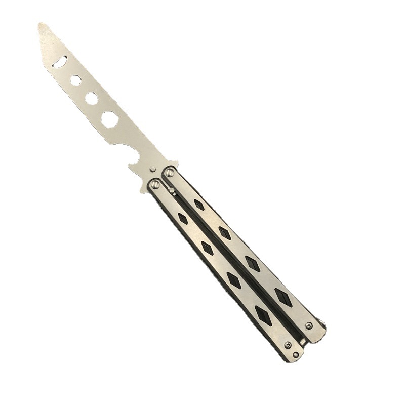 All-steel CSGO butterfly knife, unedged folding swing knife, training knife, professional beginner practice knife, a magic weapon for knife tricks Item Picture