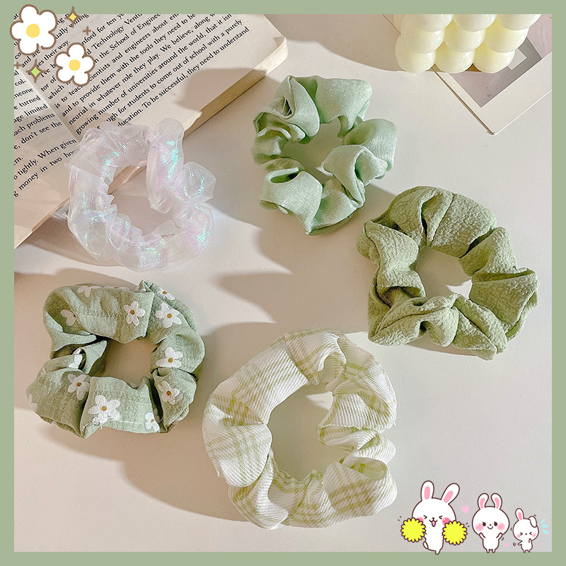 Forest-style Xianmei hair Band 2023 New style green pig intestine high-end simple leather band hair band for women Specification drawing