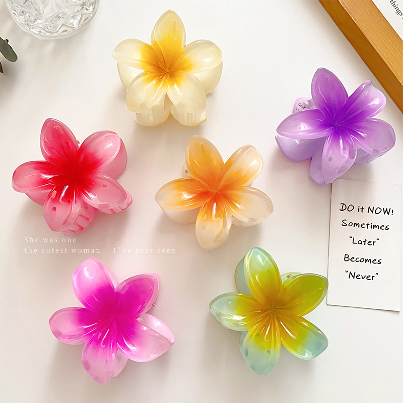Frangipani hair clip, large hair clamp, women's back head updo, shark clip headwear, for taking photos and videos at the seaside Specification drawing