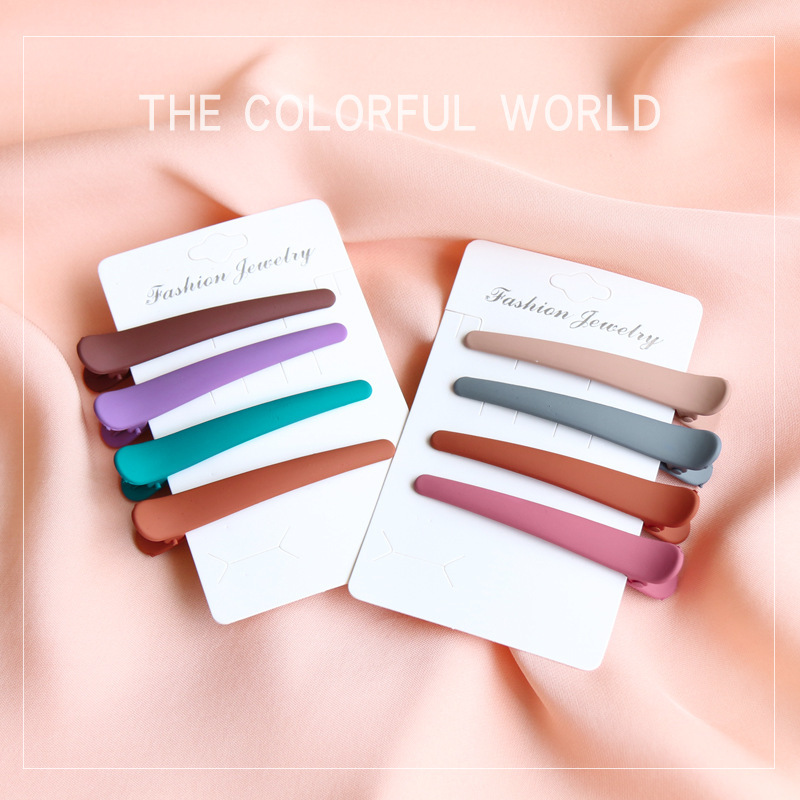 Colorful simple straight clips, Korean hair accessories, side bangs clips, new versatile matte hair clips, adult hair clips wholesale Specification drawing