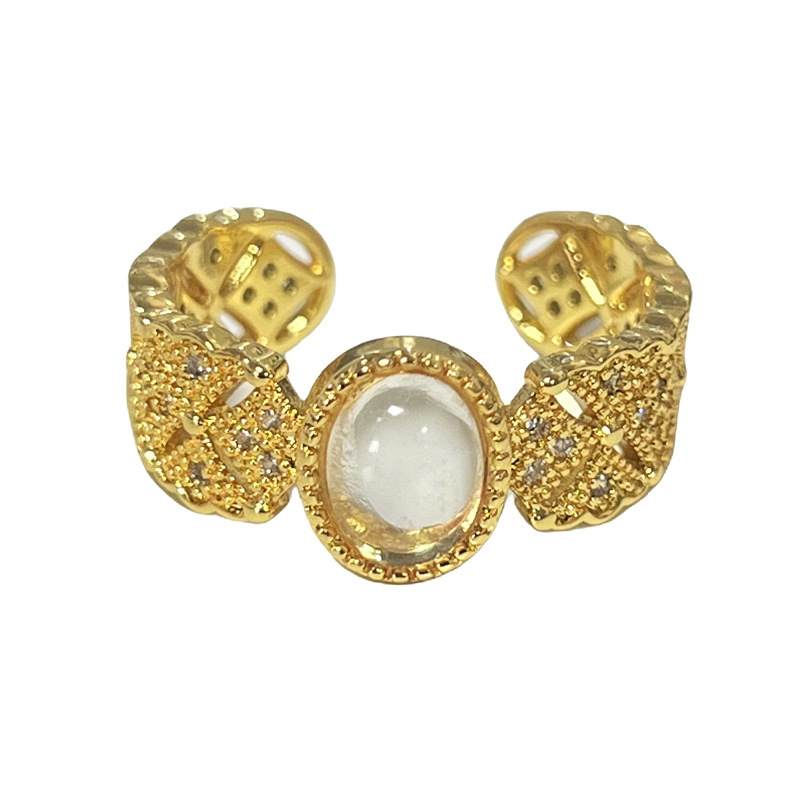 A vintage lace hollowed-out glazed open ring for women, versatile, elegant, high-end, light luxury and simple ring Item Picture