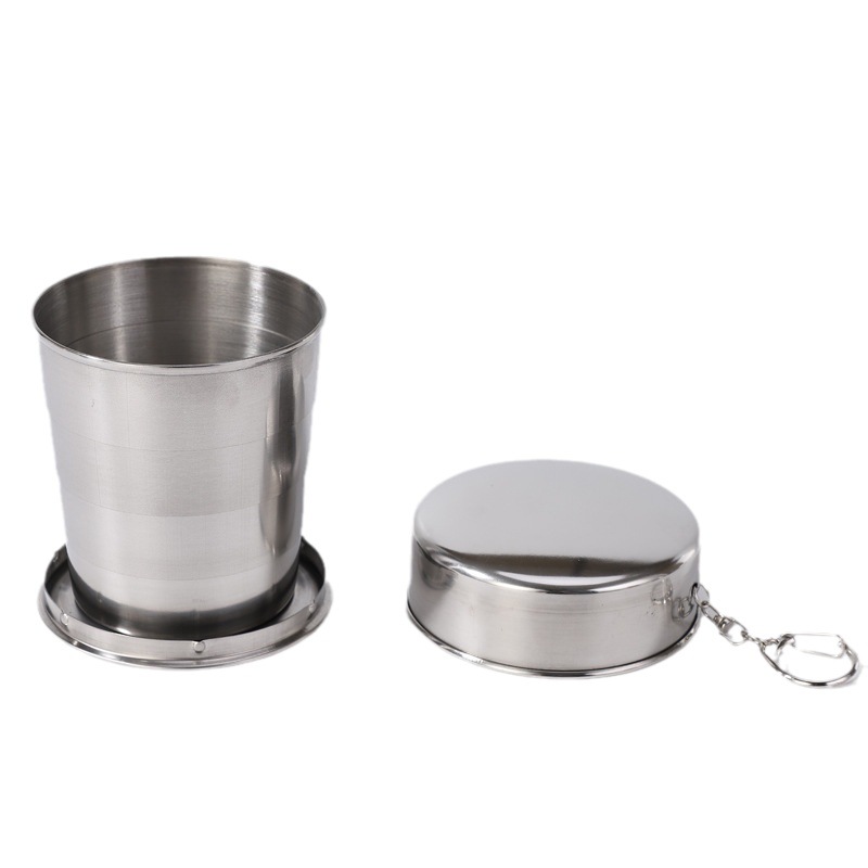 Cross-border new products: stainless steel telescopic cup, small wine glass, travel compression cup, keychain, water cup, portable cup, outdoor folding Specification drawing