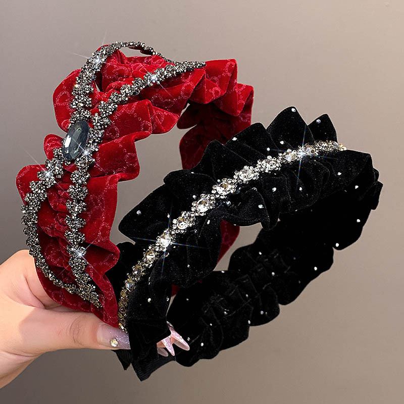 Velvet voluminous hairband for women, high-end and fashionable bow hairpin headwear, high top hairband for women, 2023 new style Specification drawing