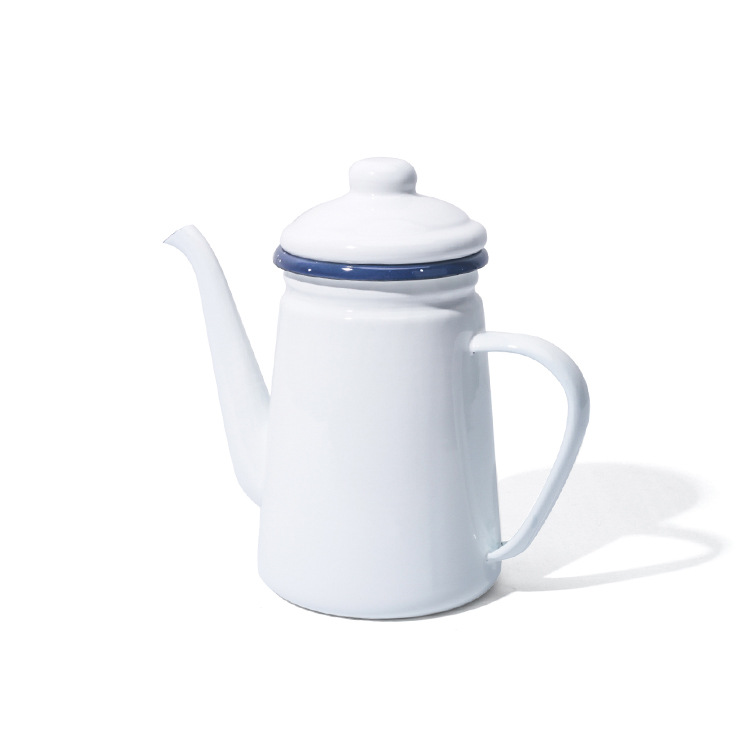 Japanese-style retro imitation enamel hand-brewed coffee pot 1L enamel narrow-mouthed hand-brewed narrow-mouthed coffee pot Specification drawing