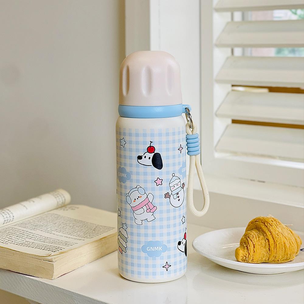 316 stainless steel three-drink insulated cup, portable cartoon straw water cup, student schoolbag, high appearance level children's cup Specification drawing