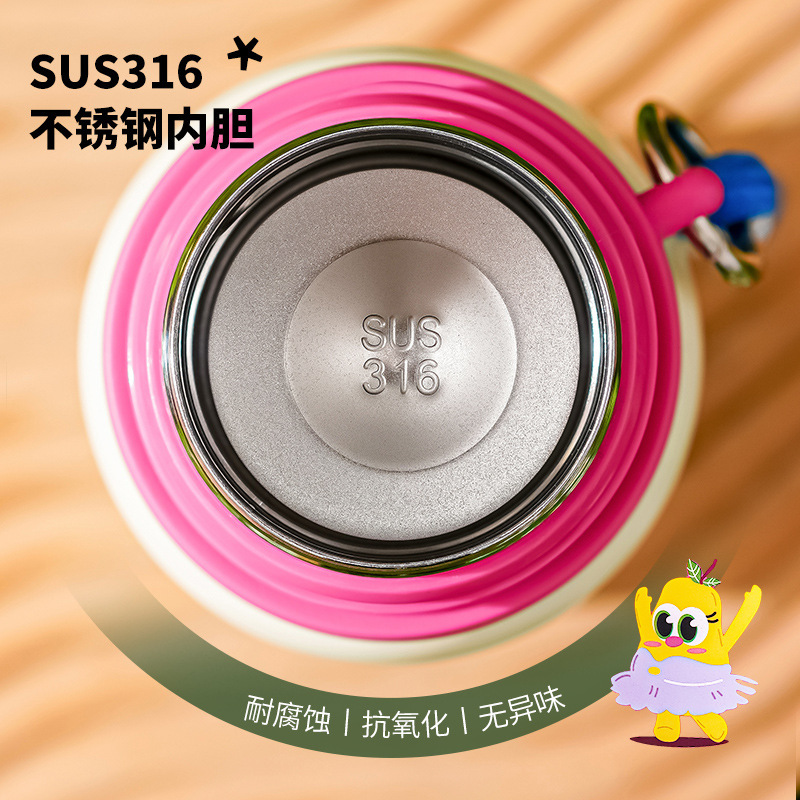 2024 New cartoon spotted high appearance level insulated cup, women's portable cup, student-specific children's water cup, straw cup Specification drawing