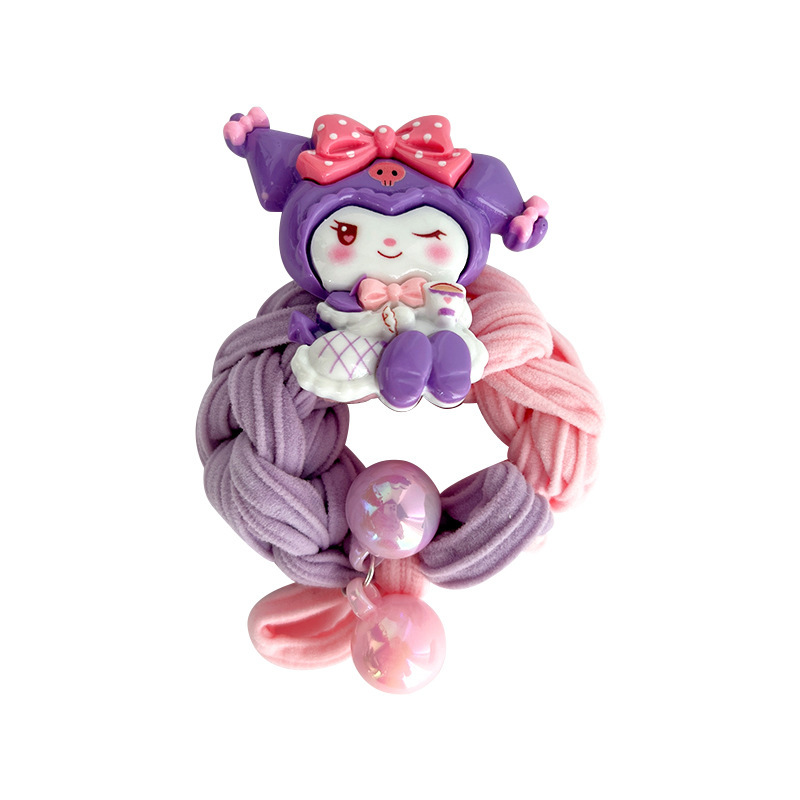 Children's Sanrio hair tie headwear, girls' cartoon hair tie, new bow, Kuromi leather band, no damage to hair accessories Item Picture