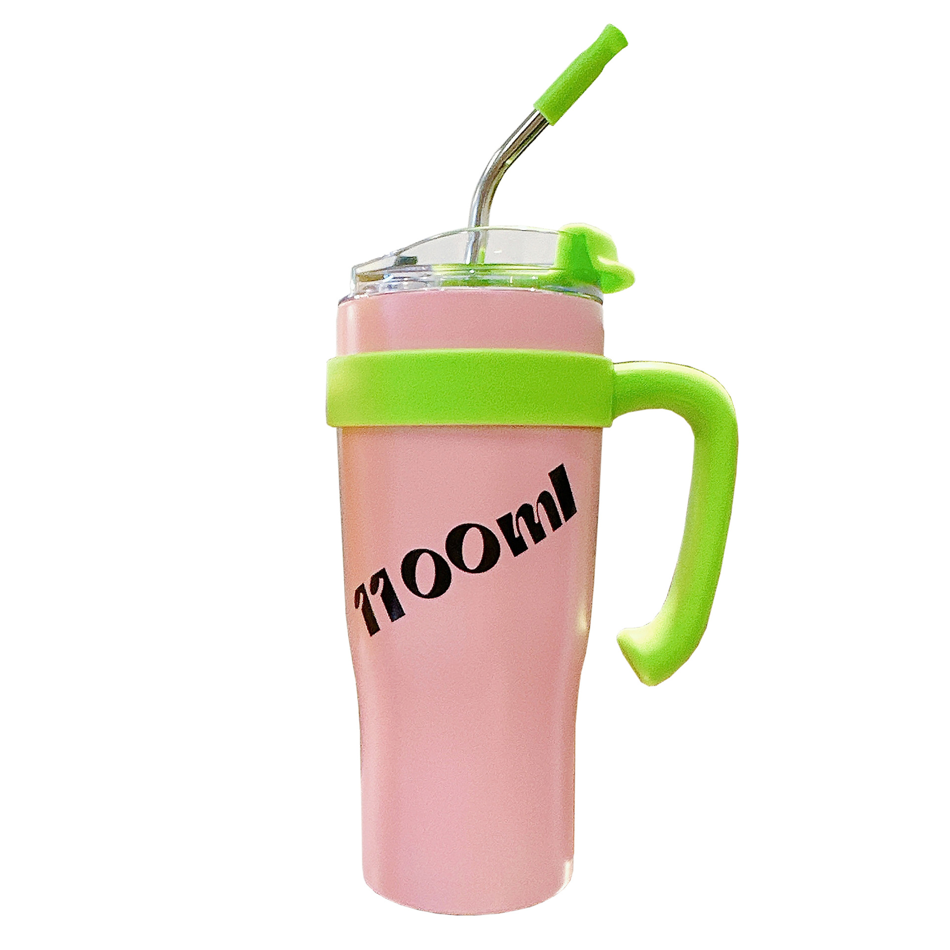 Large-capacity coffee cups with straws, portable office water cups, large-capacity ins trendy and fashionable couple stainless steel cups Item Picture