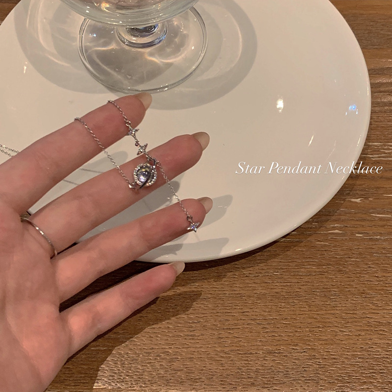 Korean fashion planet titanium steel necklace with a niche and high-end design sense, Mangxing simple and versatile collarbone chain wholesale Application Scenario