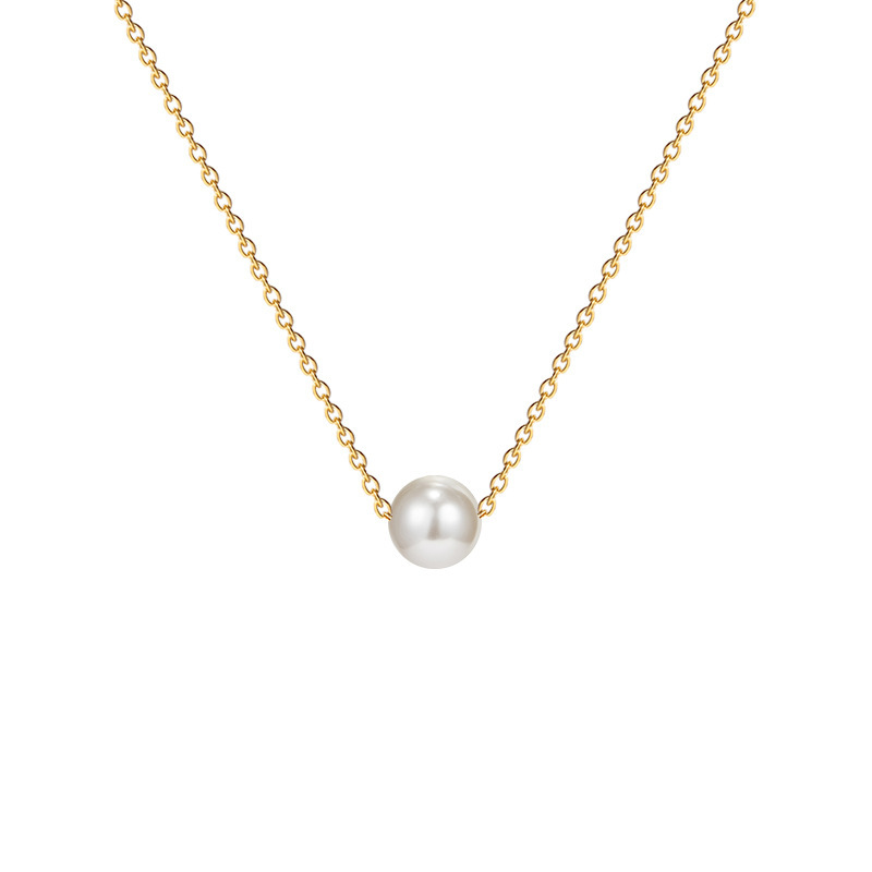 Korean-style simple pearl necklace, trendy and individualistic female Instagram influencer collarbone chain, niche and elegant, non-fading necklace accessory Item Picture