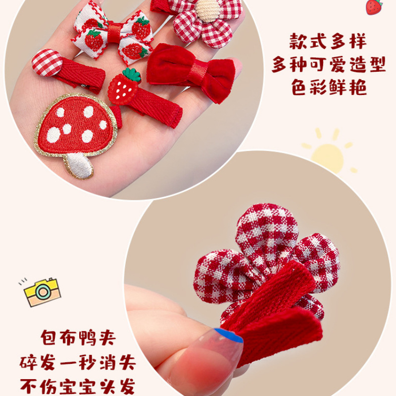 Baby girl hair clips that don't damage hair, infant and toddler full-bag fabric broken hair clips, cute hair accessories, children's bangs, hair clips, headwear details Picture