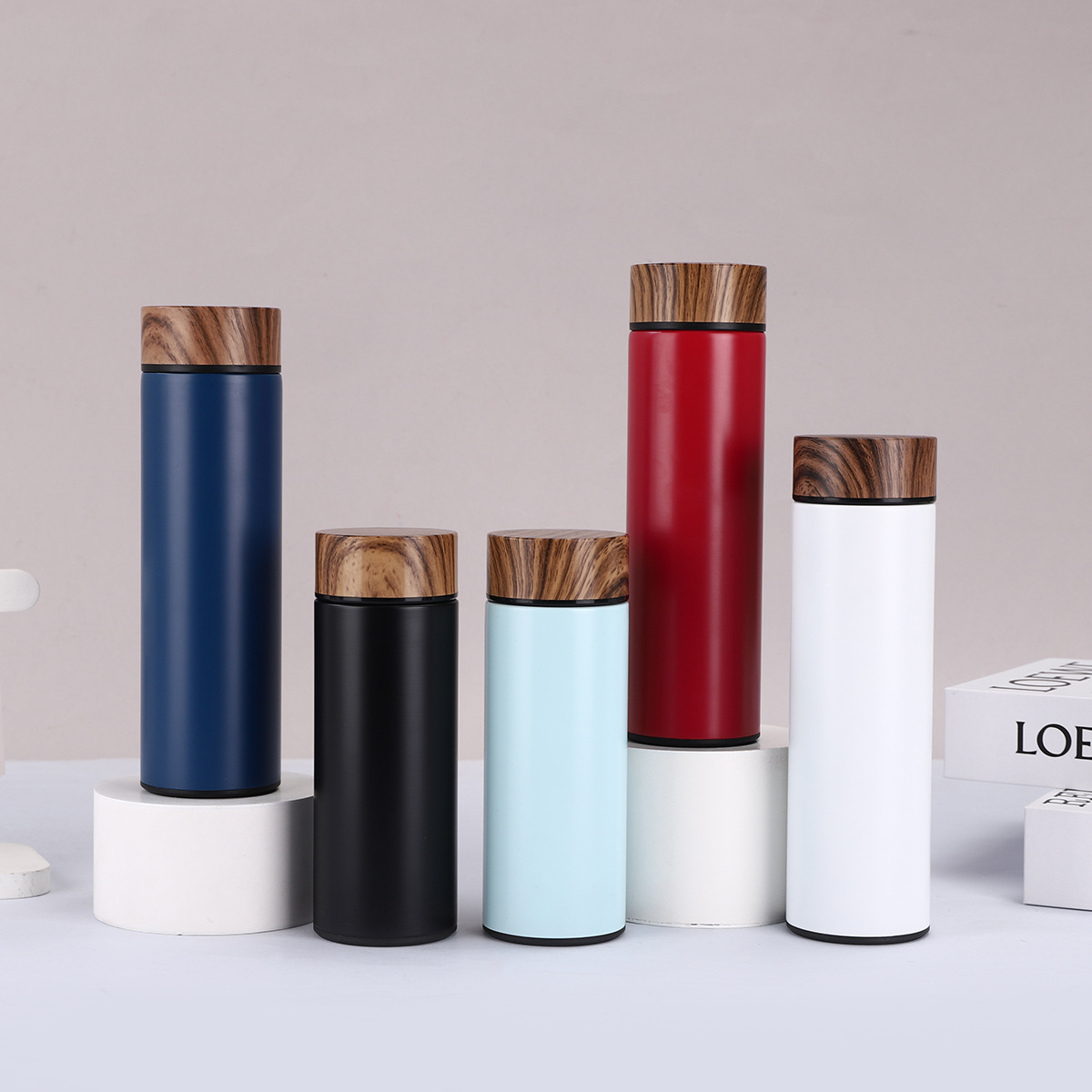 304 stainless steel wood grain lid insulated cup, double-layer vacuum creative straight cup, high-end business gift cup for car full figure