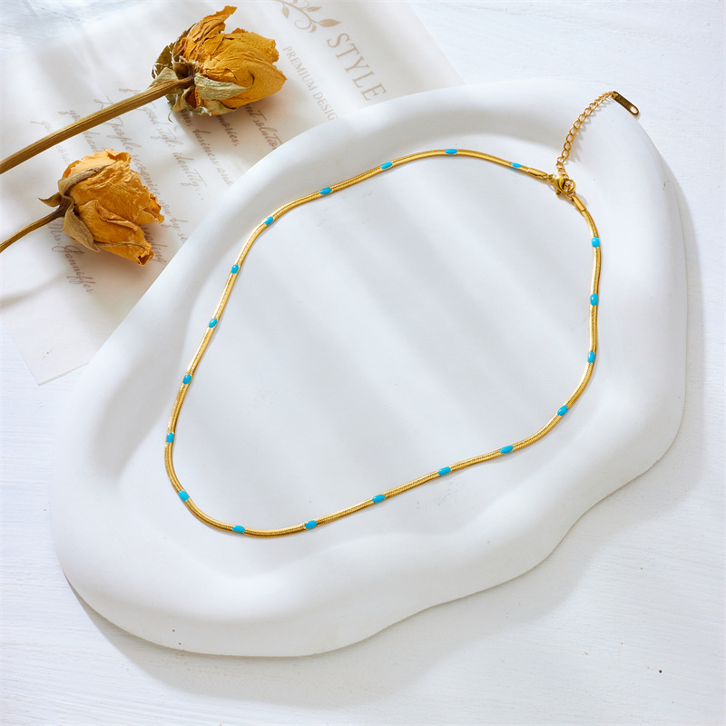 European and American fashionable, simple, niche, retro and ethnic style gold-plated titanium steel collarbone chain necklace with a versatile and high-end feel Specification drawing