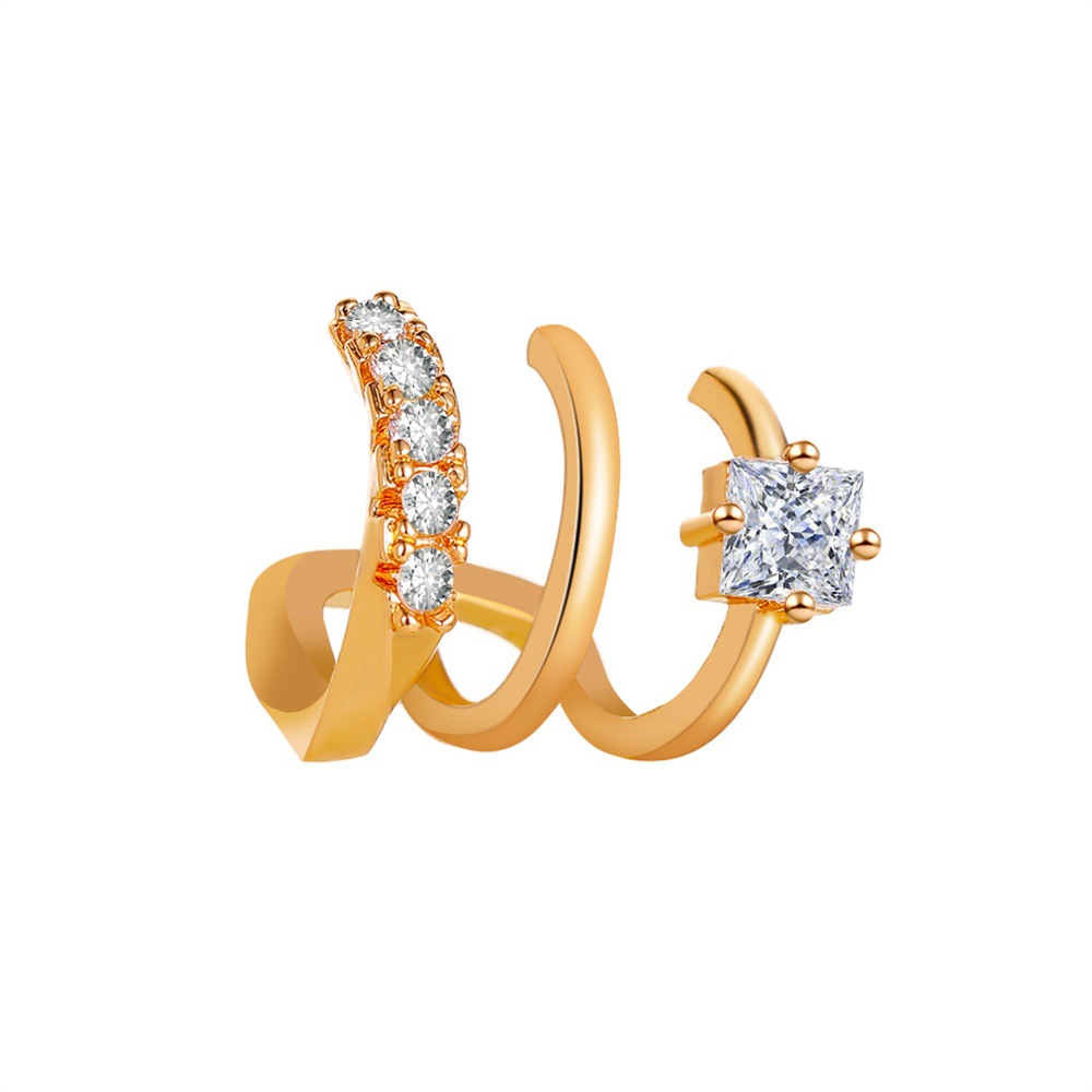 A new Korean style, simple and stylish three-layer ear clip with zircon inlay and no ear piercings, for women Item Picture