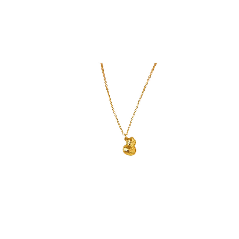 New Chinese-style double-sided gourd mother-of-pearl necklace, elegant, small, exquisite and high-end, sweater chain, fashionable and versatile collarbone chain Item Picture