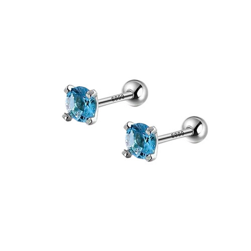 The sparkling blue zircon ear bone stud features a niche design with a simple and elegant screwing effect. It is the same style as the popular earrings and earrings Item Picture