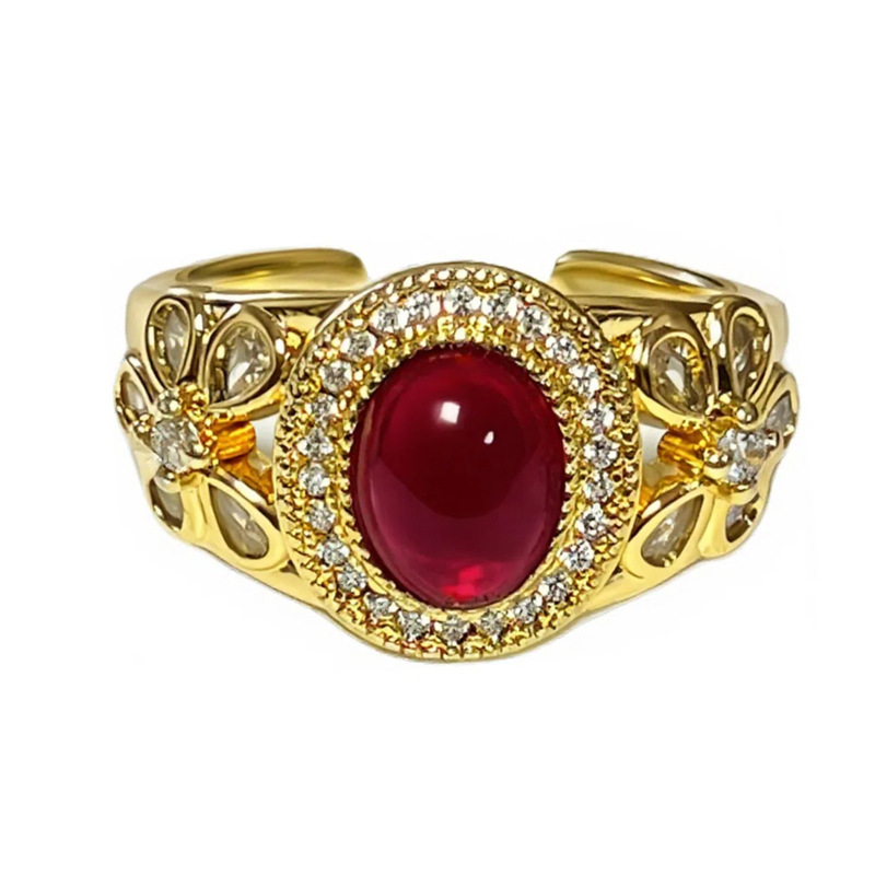 vintage exquisite, light luxury, layered ring for women, retro ruby stone, high-end and fashionable gold ring Item Picture
