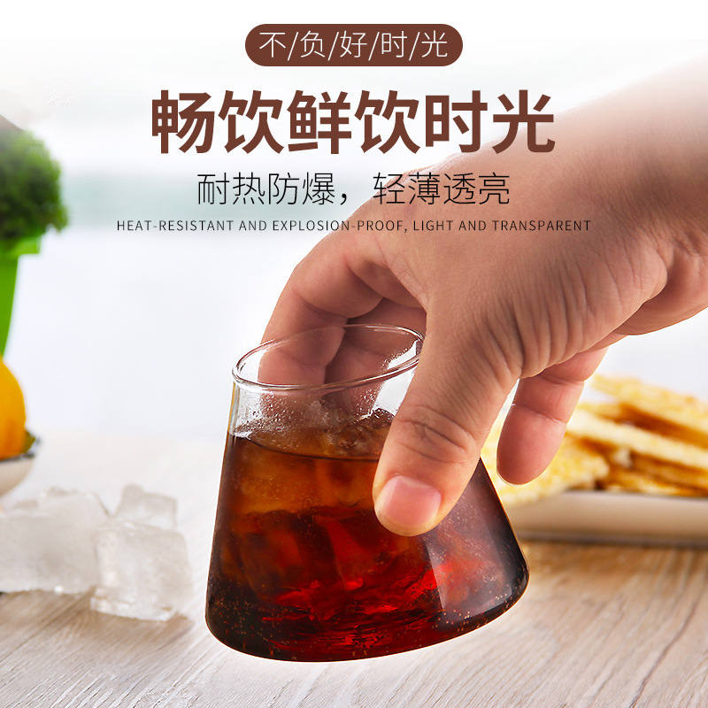 Customized creative Japanese Fuji Mountain glass cups, high-temperature resistant high borosilicate transparent glass cups, popular whisky glasses details Picture