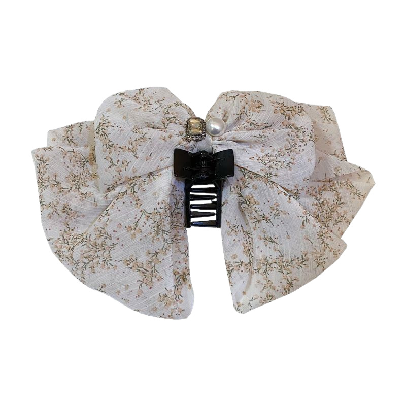 Exquisite small floral pinch princess-style sweet hair clip to increase hair volume, retro and fashionable shark clip women's pearl hair accessory Item Picture