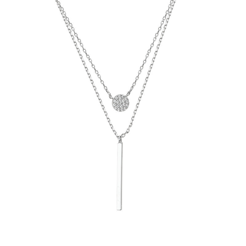 Titanium steel necklace with a cold and elegant female style, light luxury and niche design sense. Collarbone chain in Instagram trend, double-layer layered wearing, personalized accessory Item Picture