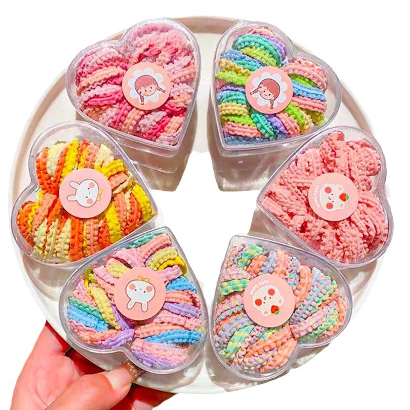 Children's hair ties, colorful box-packed lace rubber bands, girls' high-elasticity hair ties, baby headbands Item Picture