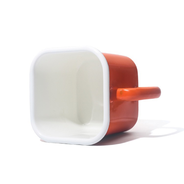 Enamel enamel thickened 1.8L square food storage box, rolled edge instant noodle bowl cup, large-capacity insulated fast food cup details Picture