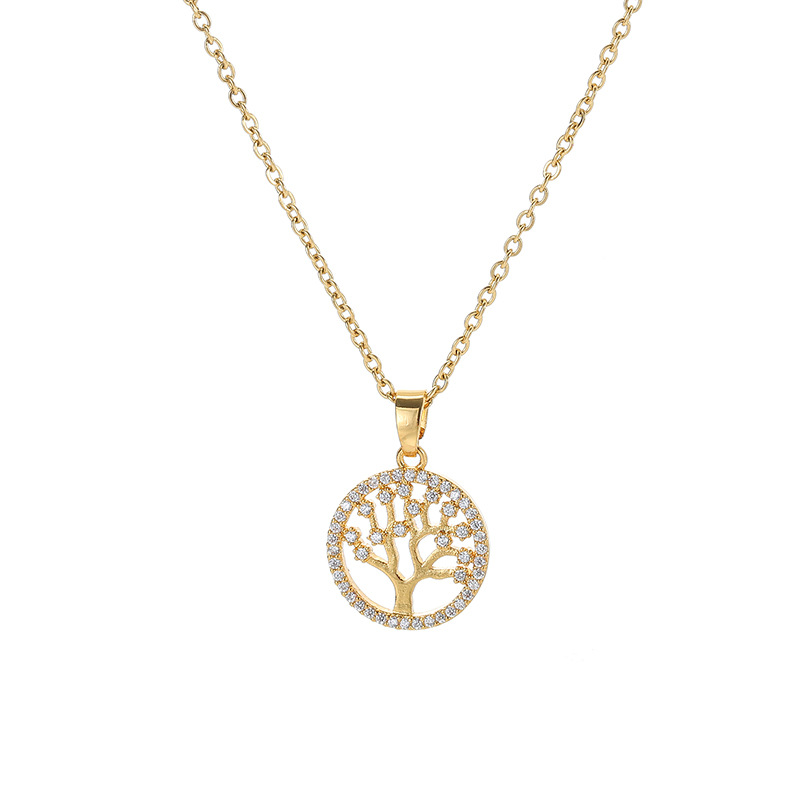 Korean-style fashionable design Life tree pendant titanium steel necklace, niche style, versatile collarbone chain, internet-famous accessory Item Picture