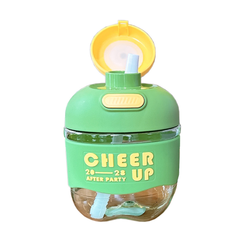 Cute and chubby plastic cup, high appearance level, small belly straw cup, portable outdoor student couple simple summer casual cup Item Picture