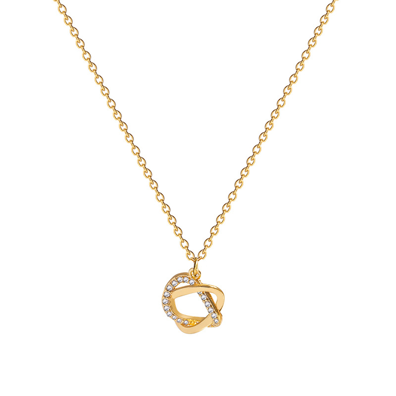 Korean exquisite micro-inlaid circular pendant necklace, women's ins style, high-end design sense collarbone chain, Internet celebrity necklace wholesale Item Picture