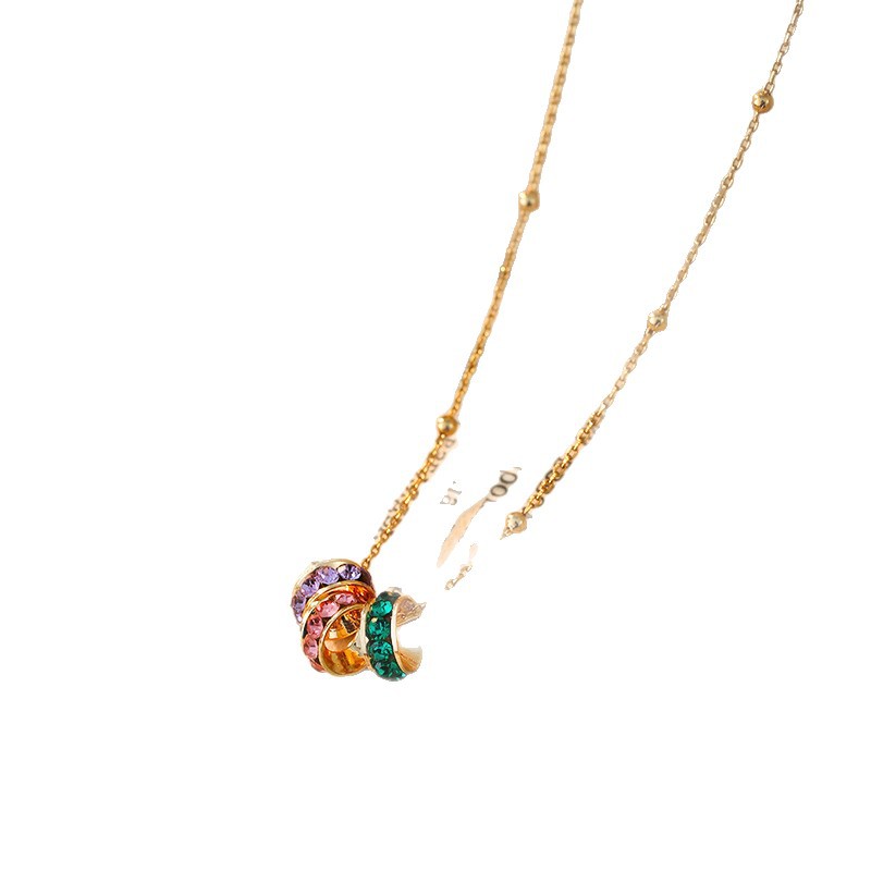 A best-selling colorful ring pendant necklace with a French retro and high-end feel, a fashionable dopamine necklace, and a niche and exquisite accessory Item Picture