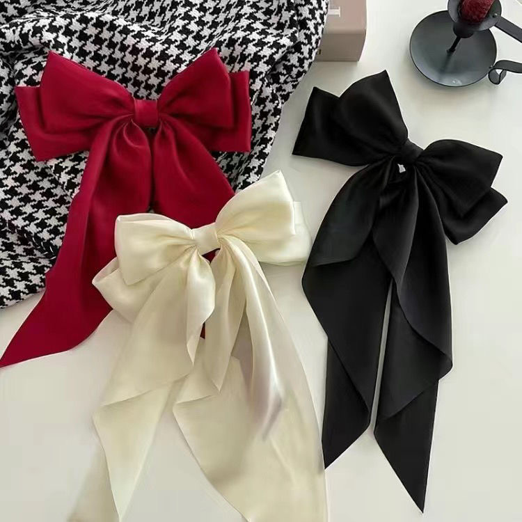Korean Internet celebrity spring clip, super ethereal black large bow headpiece, hairpin at the back of the head, top clip, female adult full figure