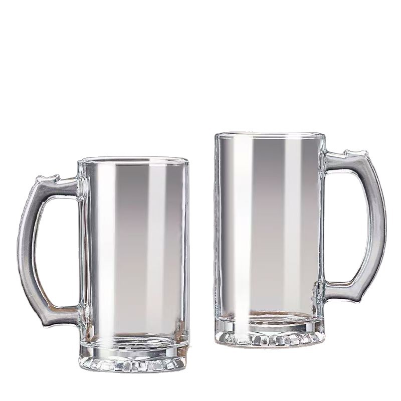 Large-capacity beer mugs with thickened handles, draft beer cups, pineapple cups, high-appearance-level water cups, and glass cups with printable text Item Picture