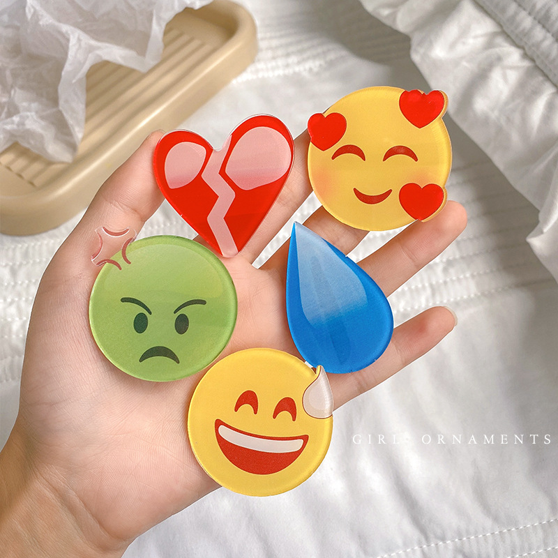 Sweat drop hairpin, big speechless, water drop hairpin, soybeans sweating, with emoji on the side, cold sweat clip, sweat drop emoji for a girl Specification drawing