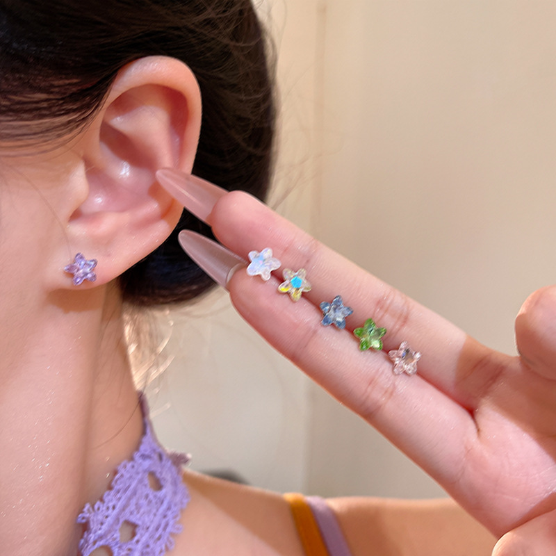 Colorful Zircon star Stud earrings for Women 2025 New bestseller, small and versatile mini earrings, exquisite and high-end earrings details Picture