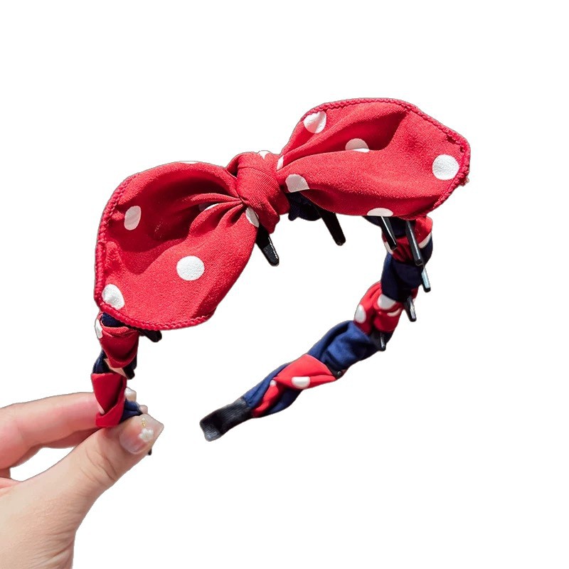 High-end polka dot bow with teeth hair band, anti-slip headband for women's high head pressure, new style hair tie and hair accessory Item Picture