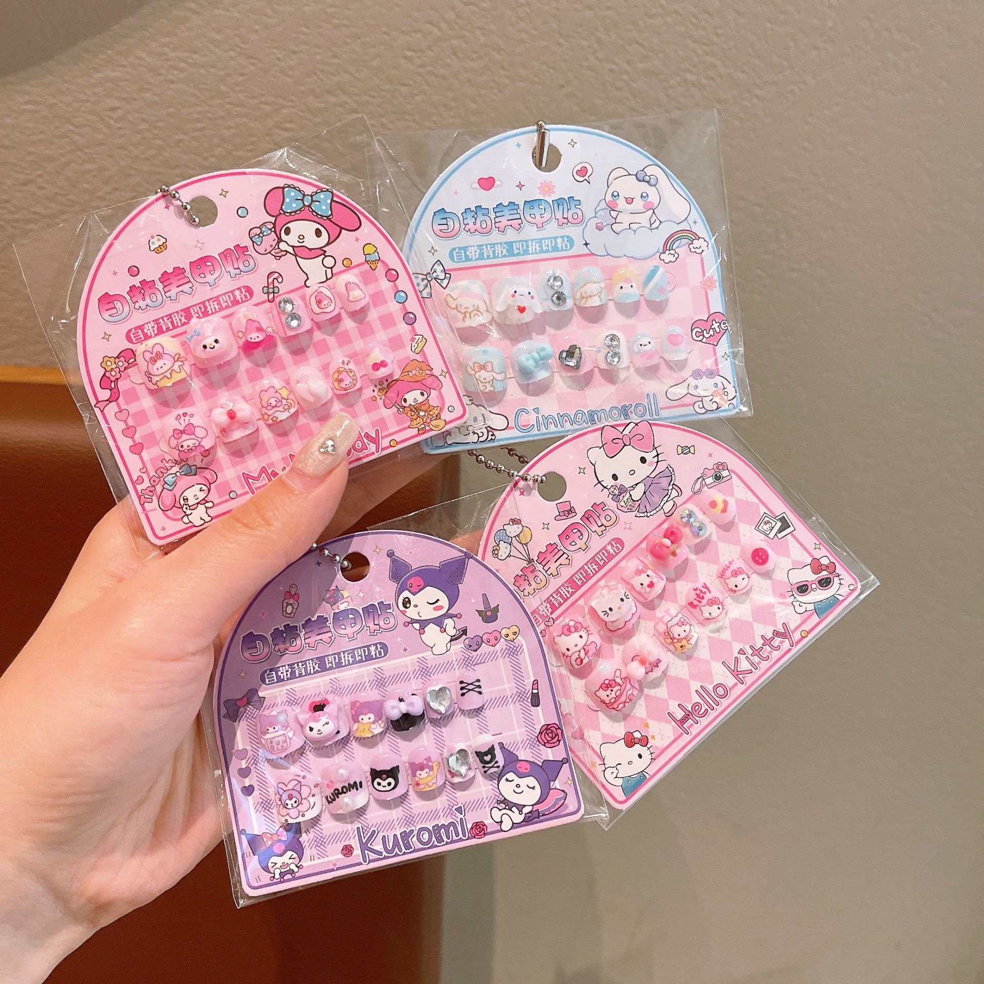 Sanrio 3D nail stickers for children, new semi-manual detachable self-adhesive waterproof stickers for girls' nail art full figure