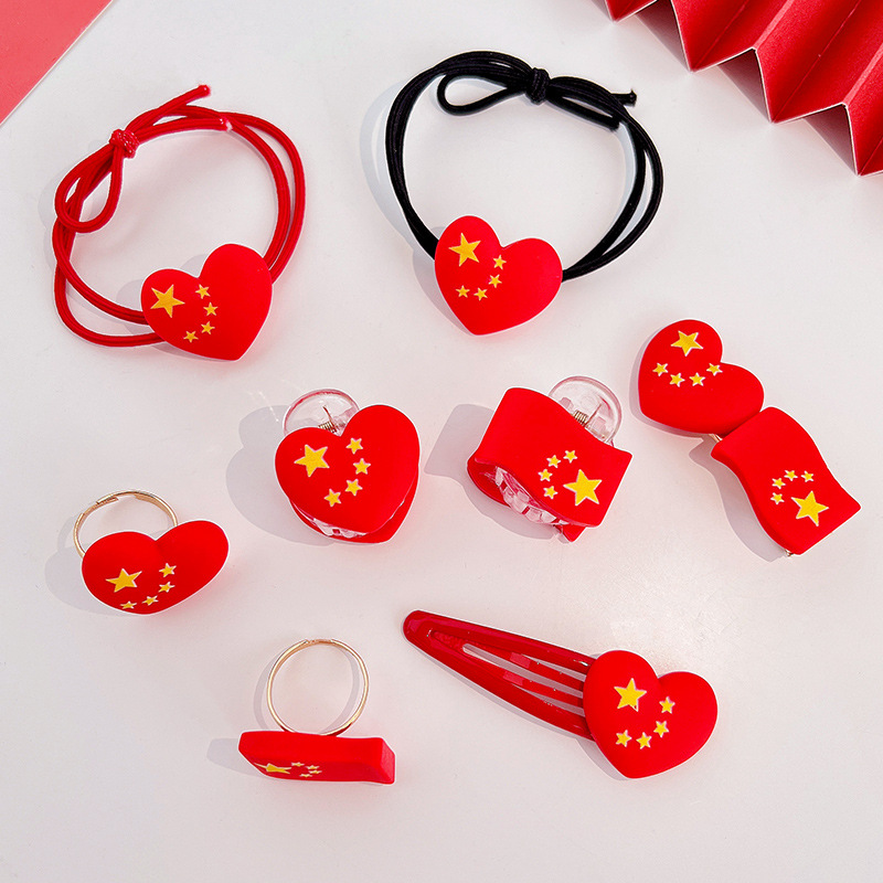 National Day children's hair clips, broken hair clips, festival hair accessories, girls' hair ties that do not damage hair, high bullet head accessories for girls details Picture